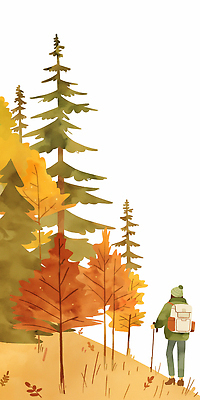 JPG 전신 나무 여유 여행 단풍 일러스트 자연 따뜻함 한명 사람 일상 노란색 가을풍경 산책 트래킹 캠핑 탐험 숲 탐방 국내일러스트 AI일러스트 AI콘텐츠 식물 1 감정 컬러 잎 레저 휴식 풍경 라이프 생태계 파일형식 가을_계절