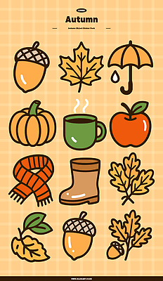 자연요소 아이콘 단풍 낙엽 호박 나뭇잎 따뜻함 장화 사람없음 농작물 귀여움 주황색 목도리 가을 사과 커피잔 오브젝트 도토리 엘리먼트 2D아이콘 AI파일 잡화 계절 커피 컬러 신발 컨셉 잎 농업 채소 과일 잔 견과류 파일형식 벡터