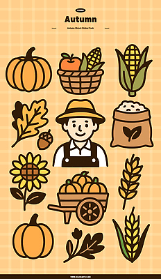 아이콘 남자 호박 해바라기 한명 상반신 그래픽 농작물 바구니 귀여움 주황색 수레 벼 가을 사과 농부 오브젝트 도토리 추수감사절 쌀가마 엘리먼트 2D아이콘 AI파일 직업 1 계절 꽃 기독교 컬러 컨셉 농업 채소 과일 곡류 사람 카트 견과류 파일형식 벡터