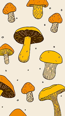 디자인 무늬 패턴 일러스트 자연 사람없음 그래픽 노란색 버섯 가을 빈티지 국내일러스트 AI파일 계절 컬러 컨셉 생태계 파일형식 벡터