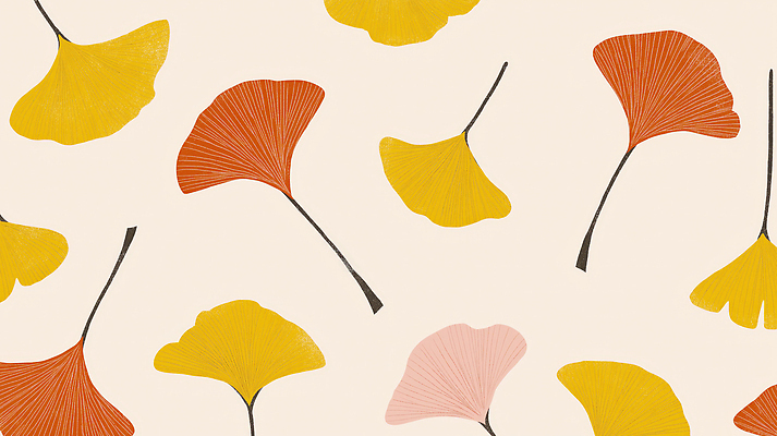 JPG 디자인 백그라운드 낙엽 패턴 일러스트 자연 벽지 사람없음 가을 은행잎 심플 알록달록 국내일러스트 AI일러스트 AI콘텐츠 계절 잎 무늬 컬러풀 생태계 파일형식