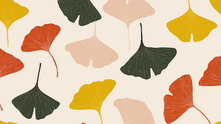 JPG 디자인 백그라운드 낙엽 패턴 일러스트 자연 사람없음 가을 모던 은행잎 심플 반복 알록달록 국내일러스트 AI일러스트 AI콘텐츠 계절 잎 무늬 컬러풀 생태계 파일형식