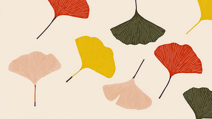 JPG 디자인 백그라운드 낙엽 패턴 일러스트 자연 사람없음 가을 은행잎 심플 단순화된 색감 알록달록 국내일러스트 AI일러스트 AI콘텐츠 계절 잎 무늬 컬러풀 생태계 파일형식