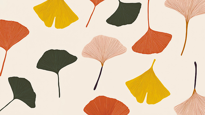 JPG 디자인 백그라운드 낙엽 패턴 일러스트 자연 사람없음 가을 모던 은행잎 심플 알록달록 국내일러스트 AI일러스트 AI콘텐츠 계절 잎 무늬 컬러풀 생태계 파일형식
