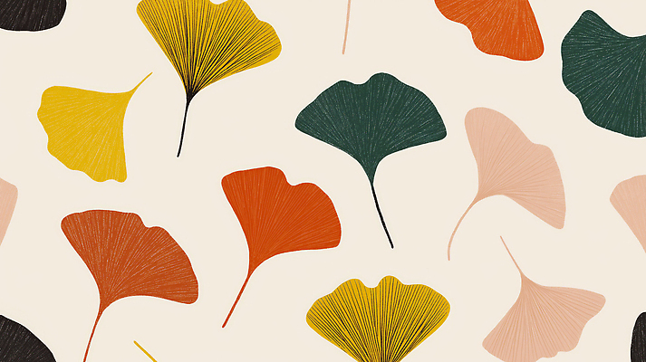 JPG 디자인 백그라운드 낙엽 패턴 일러스트 자연 사람없음 가을 모던 은행잎 심플 스타일 알록달록 국내일러스트 AI일러스트 AI콘텐츠 계절 잎 무늬 컬러풀 생태계 파일형식