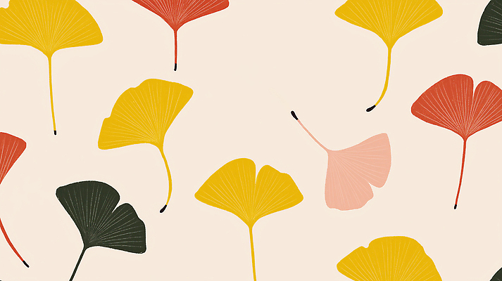 JPG 디자인 백그라운드 낙엽 패턴 일러스트 자연 사람없음 가을 은행잎 심플 알록달록 국내일러스트 AI일러스트 AI콘텐츠 계절 잎 무늬 컬러풀 생태계 파일형식