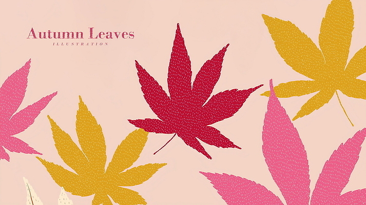 PSD 디자인 예술 분홍색 백그라운드 단풍 패턴 일러스트 자연 나뭇잎 풍경 사람없음 가을 감성 국내일러스트 계절 컬러 컨셉 잎 무늬 생태계 파일형식