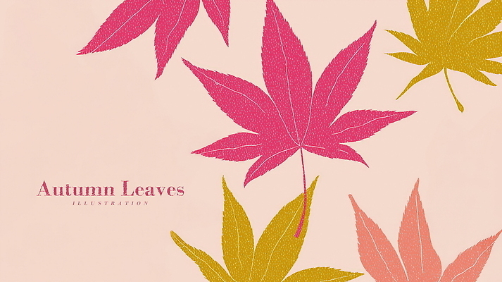 PSD 디자인 예술 분홍색 백그라운드 단풍 패턴 일러스트 자연 나뭇잎 수채화 풍경 사람없음 가을 감성 국내일러스트 계절 컬러 컨셉 잎 무늬 생태계 파일형식