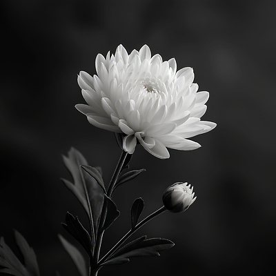 JPG 편집이미지 국화 흑백 사람없음 검은색 꽃봉오리 애도 장례 추모 편집실사 AI포토 AI콘텐츠 꽃 컬러 촬영기법 CG 파일형식