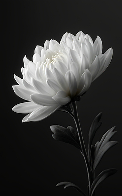 JPG 편집이미지 잎 국화 흑백 사람없음 검은색 부드러움 애도 장례 단아함 추모 편집실사 AI포토 AI콘텐츠 식물 꽃 컬러 촬영기법 감각 CG 파일형식