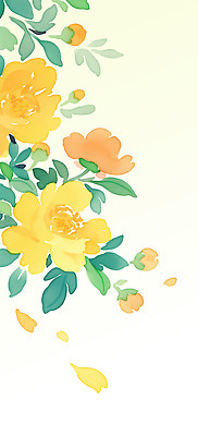 PSD 디자인 꽃잎 잎 일러스트 여름꽃 수채화 사람없음 주황색 감각 꽃봉오리 흩날리기 국내일러스트 식물 꽃 컬러 모션 파일형식 여름_계절