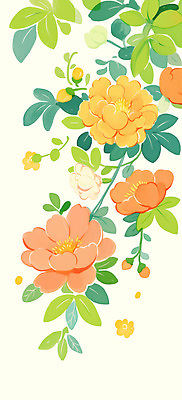 PSD 디자인 컬러 패턴 일러스트 여름꽃 수채화 사람없음 주황색 포근함 꽃봉오리 감성 국내일러스트 꽃 컨셉 무늬 감각 파일형식 여름_계절