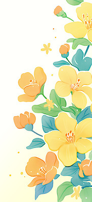 PSD 컬러 일러스트 여름꽃 수채화 사람없음 초록색 정원 주황색 꽃봉오리 국내일러스트 꽃 파일형식 여름_계절