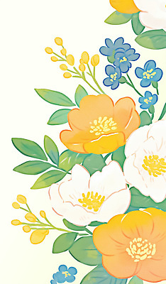 PSD 컬러 잎 일러스트 여름꽃 수채화 사람없음 여름 주황색 국내일러스트 식물 계절 꽃 파일형식 여름_계절