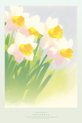 PSD 일러스트 자연 색연필 따뜻함 풍경 사람없음 노란색 화단 화사함 수선화 만개 정원사 국내일러스트 직업 꽃 컬러 컨셉 학용품 생태계 파일형식