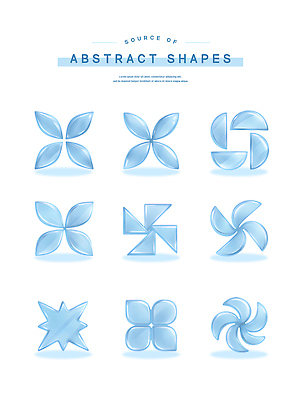 모양 도형 PSD 편집이미지 디자인 하늘색 유리 추상 사람없음 그래픽 세트 3D 투명 바람개비 오브젝트 기하학 편집3D 무늬 재질 파란색 디지털합성 파일형식