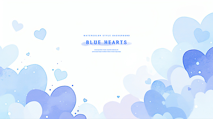 PSD 디자인 예술 백그라운드 일러스트 수채화 사랑 사람없음 파란색 하트 부드러움 감성 국내일러스트 모양 감정 컬러 컨셉 감각 파일형식