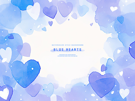 PSD 디자인 예술 백그라운드 일러스트 수채화 프레임 사랑 사람없음 파란색 하트 부드러움 감성 국내일러스트 모양 감정 컬러 컨셉 감각 파일형식