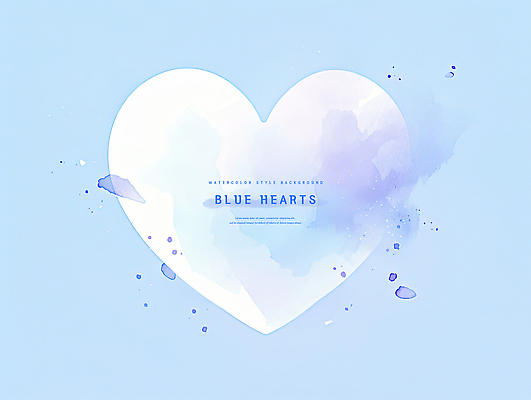 PSD 디자인 예술 백그라운드 일러스트 추상 수채화 사랑 사람없음 파란색 하트 부드러움 감성 국내일러스트 모양 감정 컬러 컨셉 무늬 감각 파일형식