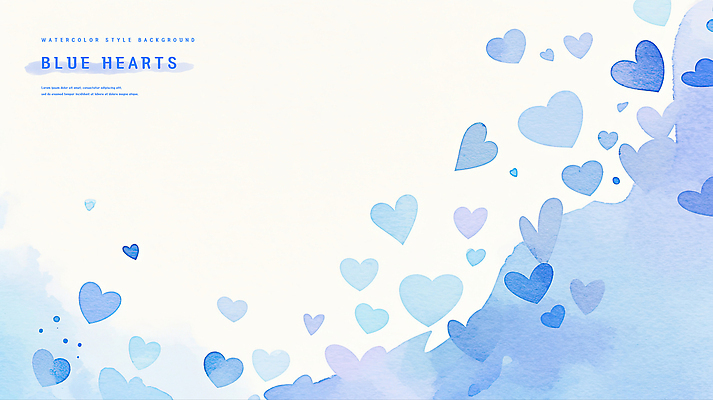 PSD 디자인 예술 백그라운드 일러스트 수채화 사랑 사람없음 파란색 하트 부드러움 감성 국내일러스트 모양 감정 컬러 컨셉 감각 파일형식