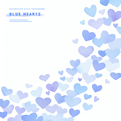 PSD 디자인 예술 백그라운드 일러스트 수채화 사랑 사람없음 파란색 하트 부드러움 감성 국내일러스트 모양 감정 컬러 컨셉 감각 파일형식