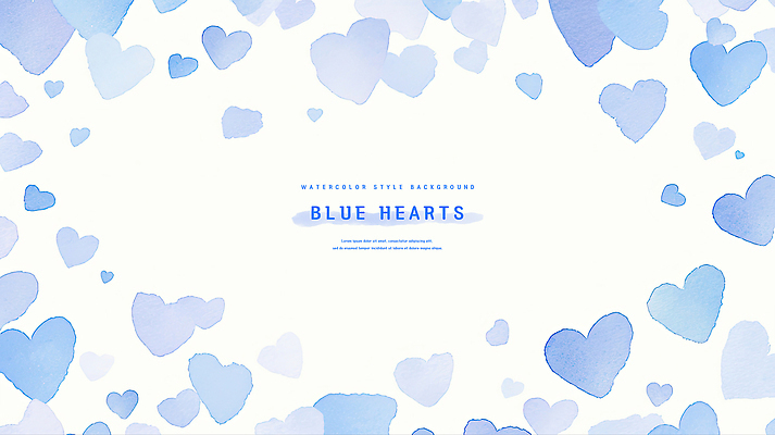 PSD 디자인 예술 백그라운드 일러스트 수채화 프레임 따뜻함 사랑 풍경 사람없음 파란색 하트 부드러움 감성 국내일러스트 모양 감정 컬러 컨셉 감각 파일형식
