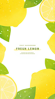 PSD 백그라운드 잎 일러스트 단면 수채화 프레임 건강 사람없음 노란색 신선 레몬 상큼 카피스페이스 국내일러스트 식물 컬러 과일 공백 파일형식