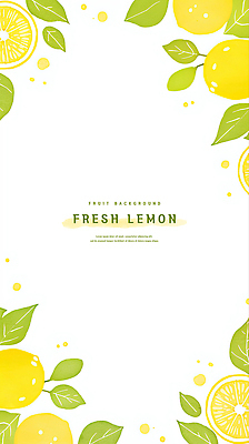 PSD 백그라운드 잎 일러스트 단면 수채화 프레임 사람없음 노란색 신선 레몬 상큼 카피스페이스 국내일러스트 식물 컬러 과일 공백 파일형식