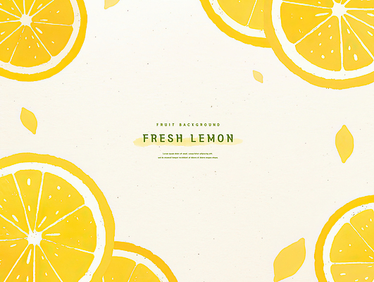 PSD 백그라운드 일러스트 단면 수채화 프레임 사람없음 여름 노란색 신선 레몬 상큼 카피스페이스 국내일러스트 계절 컬러 과일 공백 파일형식