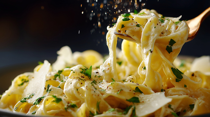 JPG 편집이미지 파슬리 스파게티 사람없음 레스토랑 이탈리아음식 크림소스 크림파스타 편집실사 AI포토 AI콘텐츠 채소 파스타 서양음식 식당 소스_음식 CG 파일형식