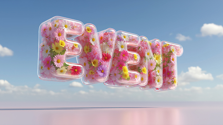 JPG 구름 편집이미지 알파벳 꽃 하늘 이벤트 타이포그라피 사람없음 3D 투명 이미지편집 편집3D AI컴퓨터그래픽 AI콘텐츠 자연요소 식물 문자 영어 디지털합성 파일형식