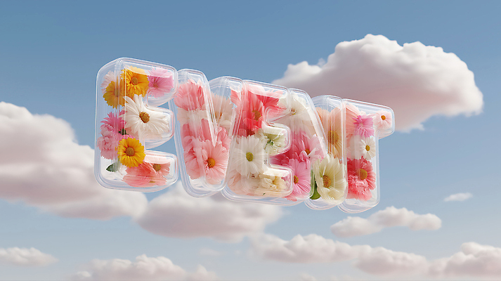 JPG 구름 편집이미지 알파벳 꽃 하늘 이벤트 타이포그라피 사람없음 3D 투명 이미지편집 편집3D AI컴퓨터그래픽 AI콘텐츠 자연요소 식물 문자 영어 디지털합성 파일형식