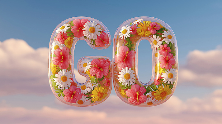 JPG 구름 편집이미지 알파벳 꽃 하늘 풍경 타이포그라피 사람없음 3D 투명 go 이미지편집 편집3D AI컴퓨터그래픽 AI콘텐츠 자연요소 식물 문자 영어 디지털합성 파일형식