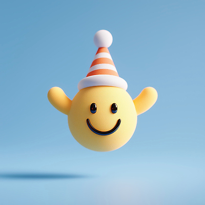 JPG 편집이미지 얼굴 미소 사람없음 노란색 3D 손들기 고깔모자 이모지 편집3D AI컴퓨터그래픽 AI콘텐츠 모자_잡화 컬러 모션 표정 신체부위 디지털합성 파일형식