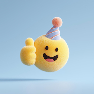 JPG 편집이미지 얼굴 미소 사람없음 노란색 3D 고깔모자 따봉 이모지 편집3D AI컴퓨터그래픽 AI콘텐츠 모자_잡화 컬러 표정 신체부위 최고 디지털합성 파일형식