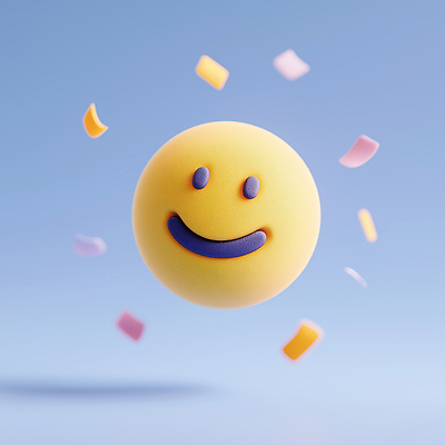 JPG 편집이미지 얼굴 미소 사람없음 노란색 3D 꽃가루 이모지 편집3D AI컴퓨터그래픽 AI콘텐츠 컬러 표정 신체부위 가루 디지털합성 파일형식