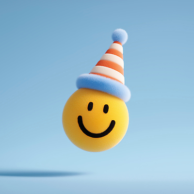 JPG 편집이미지 얼굴 미소 사람없음 노란색 3D 고깔모자 이모지 편집3D AI컴퓨터그래픽 AI콘텐츠 모자_잡화 컬러 표정 신체부위 디지털합성 파일형식