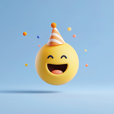 JPG 편집이미지 얼굴 미소 사람없음 노란색 3D 고깔모자 이모지 편집3D AI컴퓨터그래픽 AI콘텐츠 모자_잡화 컬러 표정 신체부위 디지털합성 파일형식