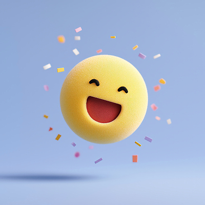 JPG 편집이미지 얼굴 미소 사람없음 노란색 3D 꽃가루 이모지 편집3D AI컴퓨터그래픽 AI콘텐츠 컬러 표정 신체부위 가루 디지털합성 파일형식