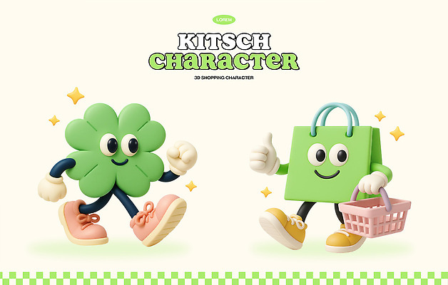 PSD 편집이미지 장갑 신발 3D캐릭터 미소 사람없음 연두색 반짝임 쇼핑백 3D 걷기 네잎클로버 장바구니 따봉 키치 편집3D 식물 캐릭터 잡화 컨셉 가방 모션 표정 초록색 쇼핑 바구니 최고 클로버 디지털합성 파일형식