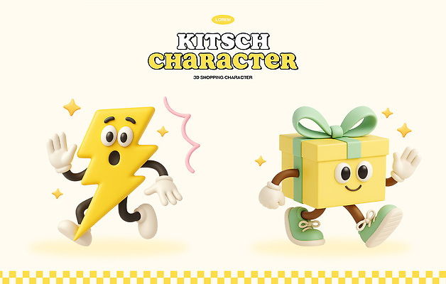 PSD 편집이미지 장갑 신발 3D캐릭터 미소 사람없음 선물상자 반짝임 노란색 3D 걷기 놀람 번개모양 키치 편집3D 모양 캐릭터 잡화 감정 컬러 컨셉 모션 표정 선물 상자 번개 디지털합성 파일형식