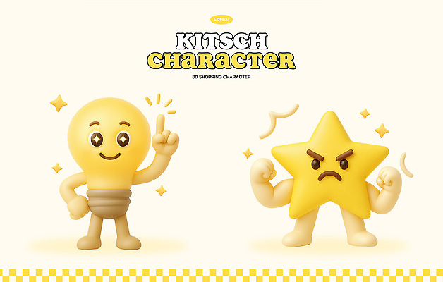 PSD 편집이미지 별 허리손 전구 아이디어 3D캐릭터 사람없음 반짝임 노란색 3D 손들기 가리킴 열정 키치 편집3D 자연요소 캐릭터 감정 컬러 포즈 컨셉 모션 손짓 디지털합성 파일형식