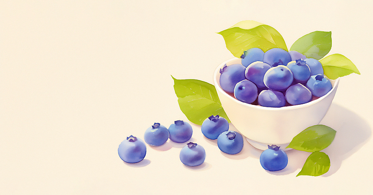 JPG 그릇 열매 잎 일러스트 수채화 사람없음 연두색 신선 블루베리 국내일러스트 AI일러스트 AI콘텐츠 식물 식기 과일 초록색 파일형식