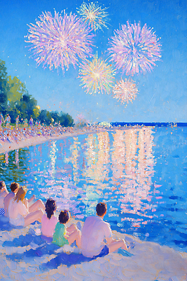 JPG 나무 커플 여자 남자 물결 야경 일러스트 가족 밤하늘 폭죽 불꽃놀이 그림자 앉기 여러명 해변 파란색 친구 모래사장 반사 평화 축제 여름풍경 감상 자유 도시 군중 저녁 즐거움 여름밤 유화 국내일러스트 AI일러스트 AI콘텐츠 식물 감정 바다 컬러 다수 컨셉 관계 모션 놀이 하늘 미술 사람 풍경 여름 야간 파일형식 여름_계절 풍경_경치