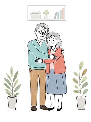 전신 PSD 여자 할아버지 노년 남자 행복 화분 할머니 잎 일러스트 가정 포옹 선반 함께함 따뜻함 사랑 가족애 미소 웃음 두명 책 실버라이프 부모 노부부 풀 보관함 소통 동반자 조부모 안경낌 국내일러스트 식물 라이프스타일 부부 감정 안경 가구 컨셉 가족 안기 표정 사람 성인 파일형식