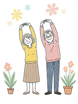 전신 PSD 웰빙 여자 할아버지 노년 남자 꽃 행복 화분 할머니 잎 일러스트 가정 함께함 건강 사랑 가족애 미소 웃음 두명 실버라이프 노후 부모 운동 노부부 스트레칭 활발 풀 손뻗기 동반자 조부모 안경낌 국내일러스트 식물 라이프스타일 부부 감정 안경 컨셉 가족 모션 표정 사람 성인 파일형식