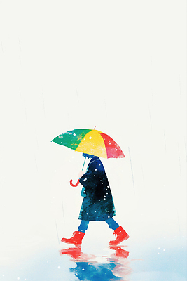 JPG 전신 일러스트 우산 장화 한명 들기 성인 반사 걷기 고요 여름풍경 도심 장마 소나기 혼자 국내일러스트 AI일러스트 AI콘텐츠 1 신발 모션 날씨 사람 풍경 도시 비_날씨 파일형식 여름_계절