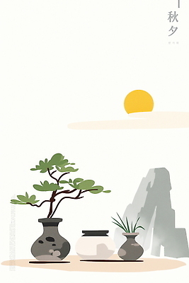 PSD 디자인 화분 예술 일러스트 자연 산 사람없음 태양 추석 고요 일몰 가을 바위 소나무 한국화 분재 국내일러스트 자연요소 나무 계절 명절 노을 돌_바위 동양화 생태계 파일형식