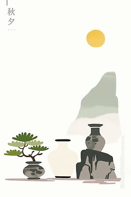 PSD 디자인 화분 예술 일러스트 자연 사람없음 태양 평화 추석 고요 가을 바위 소나무 한국화 분재 국내일러스트 자연요소 나무 계절 명절 컨셉 돌_바위 동양화 생태계 파일형식