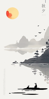 PSD 호수 여유 일러스트 자연 조류 산 풍경 사람없음 물 반사 평화 추석 일몰 가을 토끼 소나무 힐링 한국화 조용 국내일러스트 자연요소 나무 동물 계절 명절 감정 컨셉 포유류 반려동물 노을 동양화 생태계 파일형식